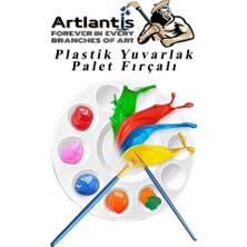 Artlantis Yuvarlak Resim Paleti Fırçalı 1 Paket 10 Hazneli Boya Paleti Sanatsal Boyalar Için Palet Akrilik Boya Yağlı Boya Guaj Boya Fırçalı