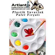 Artlantis Yuvarlak Resim Paleti Fırçalı 1 Paket 10 Hazneli Boya Paleti Sanatsal Boyalar Için Palet Akrilik Boya Yağlı Boya Guaj Boya Fırçalı