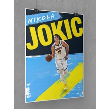 Saturndesign Nikola Jokic Poster 45X60CM Nba Basketbol Afiş - Kalın Poster Kağıdı Dijital Baskı