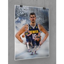 Saturndesign Nikola Jokic Poster 45X60CM Nba Basketbol Afiş - Kalın Poster Kağıdı Dijital Baskı