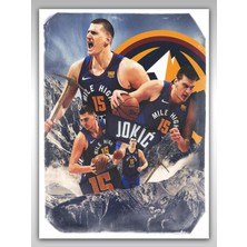 Saturndesign Nikola Jokic Poster 45X60CM Nba Denver Nuggets Afiş - Kalın Poster Kağıdı Dijital Baskı