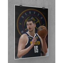 Saturndesign Nikola Jokic Denver Nuggets Poster 45X60CM Nba Basketbol Afiş - Kalın Poster Kağıdı Dijital Baskı