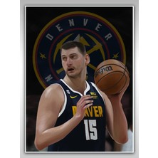 Saturndesign Nikola Jokic Denver Nuggets Poster 45X60CM Nba Basketbol Afiş - Kalın Poster Kağıdı Dijital Baskı