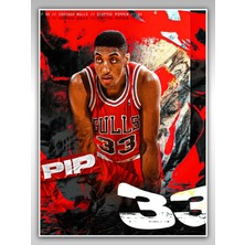 Saturndesign Scottie Pippen Poster 45X60CM Nba Chicago Bulls Afiş - Kalın Poster Kağıdı Dijital Baskı