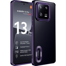 Kzy Xiaomi Mi 13 Pro Kapak Yanları Renkli Lens Korumalı Logo Gösteren Şeffaf Luxury Silikon Kılıf - Mor