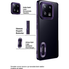 Kzy Xiaomi Redmi Note 8 Kapak Yanları Renkli Lens Korumalı Logo Gösteren Şeffaf Luxury Silikon Kılıf - Lacivert