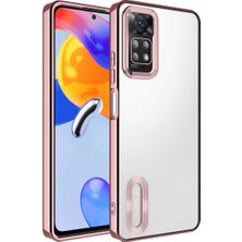 Kzy Xiaomi Redmi Note 11 Pro 5g Kapak Yanları Renkli Lens Korumalı Logo Gösteren Şeffaf Luxury Silikon Kılıf - Rose Gold