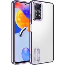 Kzy Xiaomi Redmi Note 12 Pro 4g Kapak Yanları Renkli Lens Korumalı Logo Gösteren Şeffaf Luxury Silikon Kılıf - Lila