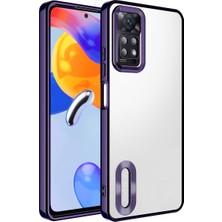 Kzy Xiaomi Redmi Note 11 Pro 5g Kapak Yanları Renkli Lens Korumalı Logo Gösteren Şeffaf Luxury Silikon Kılıf - Mor