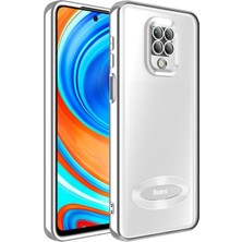 Kzy Xiaomi Redmi Note 9s Kapak Yanları Renkli Lens Korumalı Logo Gösteren Şeffaf Luxury Silikon Kılıf - Gri