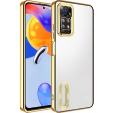 Kzy Xiaomi Redmi Note 11 Pro 5g Kapak Yanları Renkli Lens Korumalı Logo Gösteren Şeffaf Luxury Silikon Kılıf - Gold