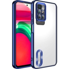 Kılıfmania Xiaomi Redmi 10 Kapak Yanları Renkli Lens Korumalı Logo Gösteren Şeffaf Luxury Silikon Kılıf - Lacivert