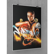 Saturndesign Stephen Curry Poster 45X60CM Nba Basketbol Afiş - Kalın Poster Kağıdı Dijital Baskı