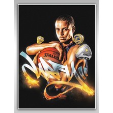 Saturndesign Stephen Curry Poster 45X60CM Nba Basketbol Afiş - Kalın Poster Kağıdı Dijital Baskı