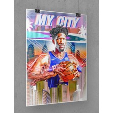 Saturndesign Joel Embiid Poster 45X60CM Nba Basketbol Afiş - Kalın Poster Kağıdı Dijital Baskı