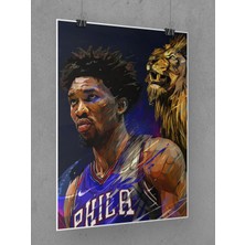 Saturndesign Joel Embiid Poster 45X60CM Nba Basketbol Afiş - Kalın Poster Kağıdı Dijital Baskı