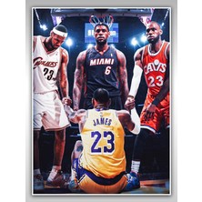 Saturndesign Lebron James Poster 45X60CM Nba Basketbol Afiş - Kalın Poster Kağıdı Dijital Baskı