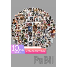 Pabil Attack On Titan Anime Manga Figürleri Sticker - Çıkartma - Etiket - 10 Adet