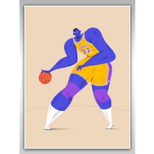 Saturndesign Magic Johnson Poster 45X60CM Nba Basketbol Afiş - Kalın Poster Kağıdı Dijital Baskı