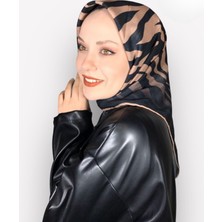 Lo'cella Soft Pamuk Siyah Zebra Desen Kadın Eşarp