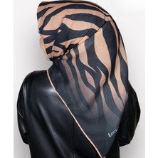 Lo'cella Soft Pamuk Siyah Zebra Desen Kadın Eşarp