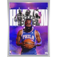 Saturndesign James Harden Poster 45X60CM Nba Basketbol Afiş - Kalın Poster Kağıdı Dijital Baskı