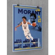 Saturndesign Ja Morant Poster 60X90CM Nba Basketbol Afiş - Kalın Poster Kağıdı Dijital Baskı