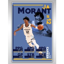 Saturndesign Ja Morant Poster 60X90CM Nba Basketbol Afiş - Kalın Poster Kağıdı Dijital Baskı