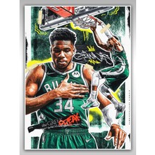 Saturndesign Giannis Antetokounmpo Poster 45X60CM Nba Basketbol Afiş - Kalın Poster Kağıdı Dijital Baskı