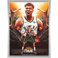 Saturndesign Giannis Antetokounmpo Poster 45X60CM Nba Basketbol Afiş - Kalın Poster Kağıdı Dijital Baskı