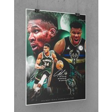 Saturndesign Giannis Antetokounmpo Poster 45X60CM Nba Basketbol Afiş - Kalın Poster Kağıdı Dijital Baskı