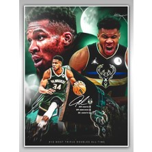 Saturndesign Giannis Antetokounmpo Poster 45X60CM Nba Basketbol Afiş - Kalın Poster Kağıdı Dijital Baskı