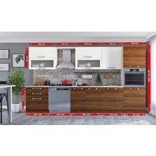 Kenyap Vegas 341 Ankastre Mutfak Teak & Beyaz 341  cm  Tezgah Hariç