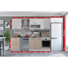Kenyap Vegas 344 Ankastre Mutfak High Gloss Capucino&Beyaz 344 cm  Tezgah Hariç