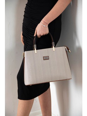 Silver & Polo Silver Polo Bej - Taba Hasır Kadın El Çantası SP924