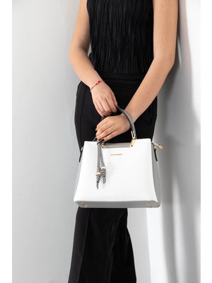 Silver & Polo Silver Polo SP969 Kadın El Çantası Düz Beyaz-A.Gri