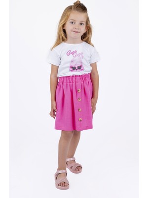 Best Kids Kız Çocuk Baskılı Yarım Kollu Bluz