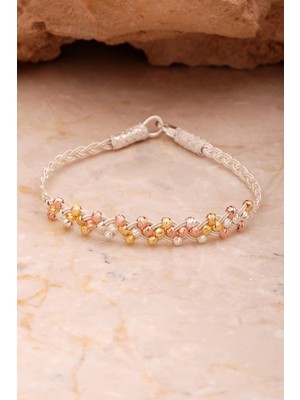 Sümer Telkari Kazaziye İşlemeli Elişi Renkli Dorika 1000 Ayar Gümüş Bileklik 4394