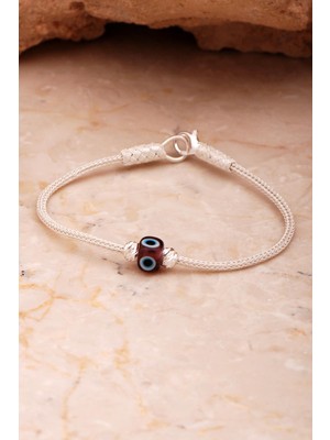 Sümer Telkari Kazaziye İşlemeli Dorika Nazar Boncuklu 1000 Ayar Gümüş Bileklik 4403