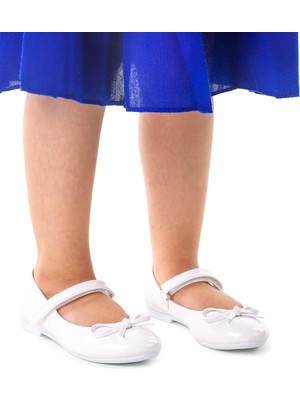 Kiko Kids Fiyonklu Cırtlı Kız Çocuk Babet Ayakkabı 201 Rugan