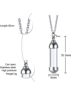 Fybang Paslanmaz Çelik Cam Kremasyon Urn Kolye, Zincirli Kül Tutucu Anıt Kolye Kolye, Hatıra Takı (Yurt Dışından)