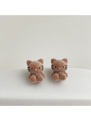 Köstebek Bej Hello Kitty Peluş Küpe