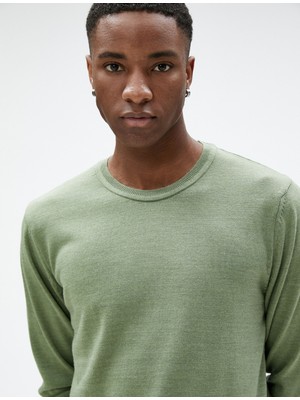 Koton Koton Basic Triko Kazak Bisiklet Yaka Dar Kesim Uzun Kollu