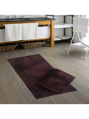 Alanur Home Welsoft Vi̇ntage Bambo Klozet Takımı 2 Pcs ( 60 x 100 50 x 60 ) Kahve