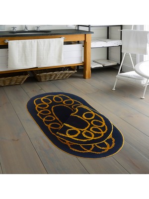 Alanur Home Akrilik Deri Taban Oval Çok Renkli 2 Li Klozet Takımı Sarım Sarı Siyah