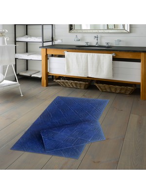 Alanur Home Welsoft Vi̇ntage Bambo Klozet Takımı 2 Pcs ( 60 x 100 50 x 60 ) Laci̇vert