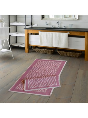 Alanur Home Eko Cotton Bukle Klozet Takımı 2 Pcs Zi̇gzag Pudra