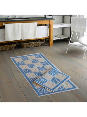 Alanur Home Eko Cotton Bukle Klozet Takımı 2 Pcs Baklava Mavi̇