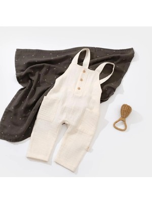 Baby Cosy  %100 Organik Müslin Cepli Salopet Bebek Tulum CSYM700