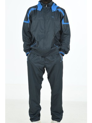 Enrico Ferry Antrasit Erkek Yarım Balıkçı Yaka Kapüşonlu Marathon Büyük Beden Eşofman Takım EDY2391A